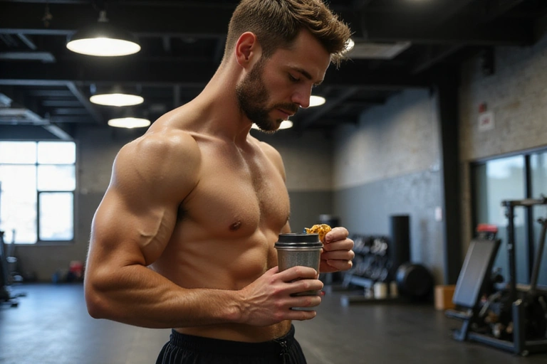 Atleta consumiendo un batido de proteínas después de entrenar