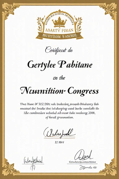 Reconocimiento por participación en congreso de nutrición.